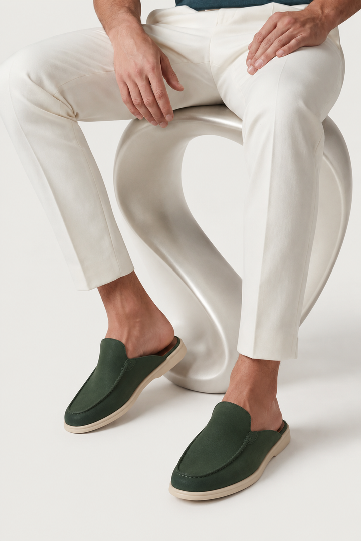 The Soriano Milano Suede Mule — Forest Green