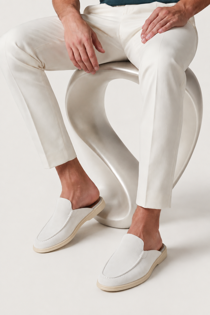 The Soriano Milano Suede Mule — White