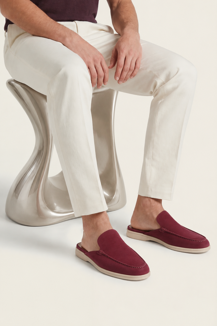 The Soriano Milano Suede Mule — Burgundy