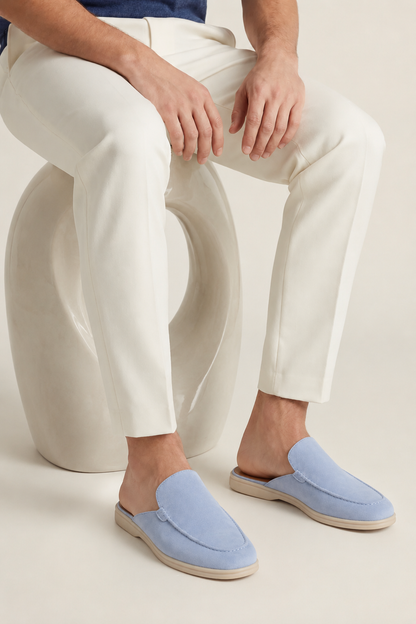 The Soriano Milano Suede Mule — Light Blue
