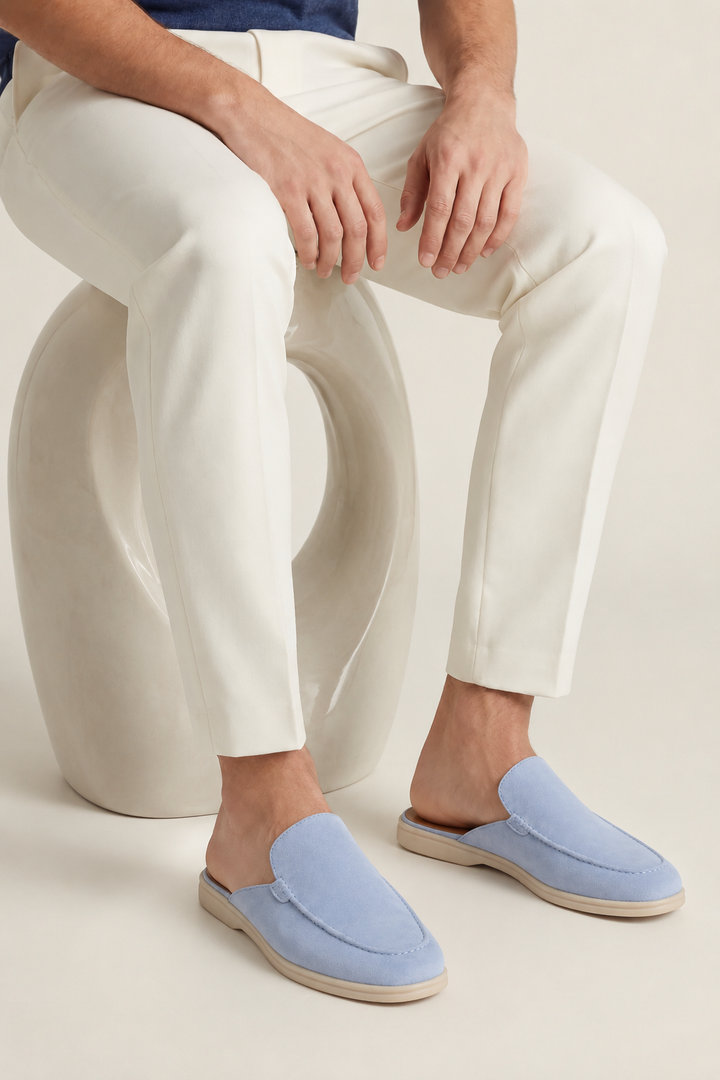 The Soriano Milano Suede Mule — Light Blue