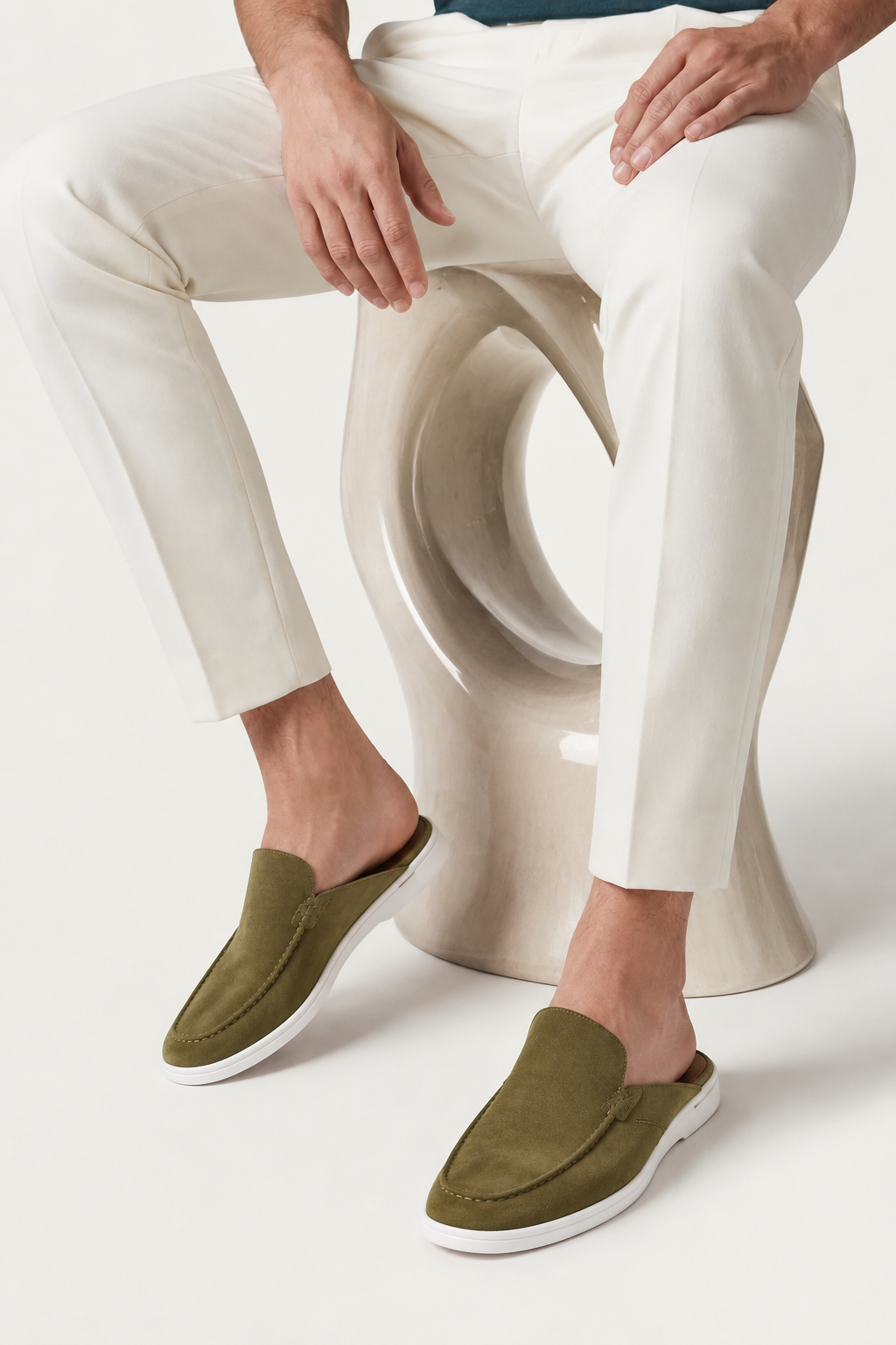 The Soriano Milano Suede Mule — Sage