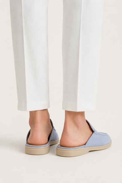The Soriano Milano Suede Mule — Light Blue