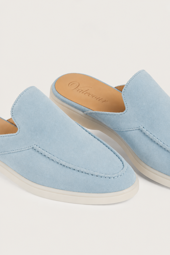 The Soriano Verona Moc-Toe Mule — Sky
