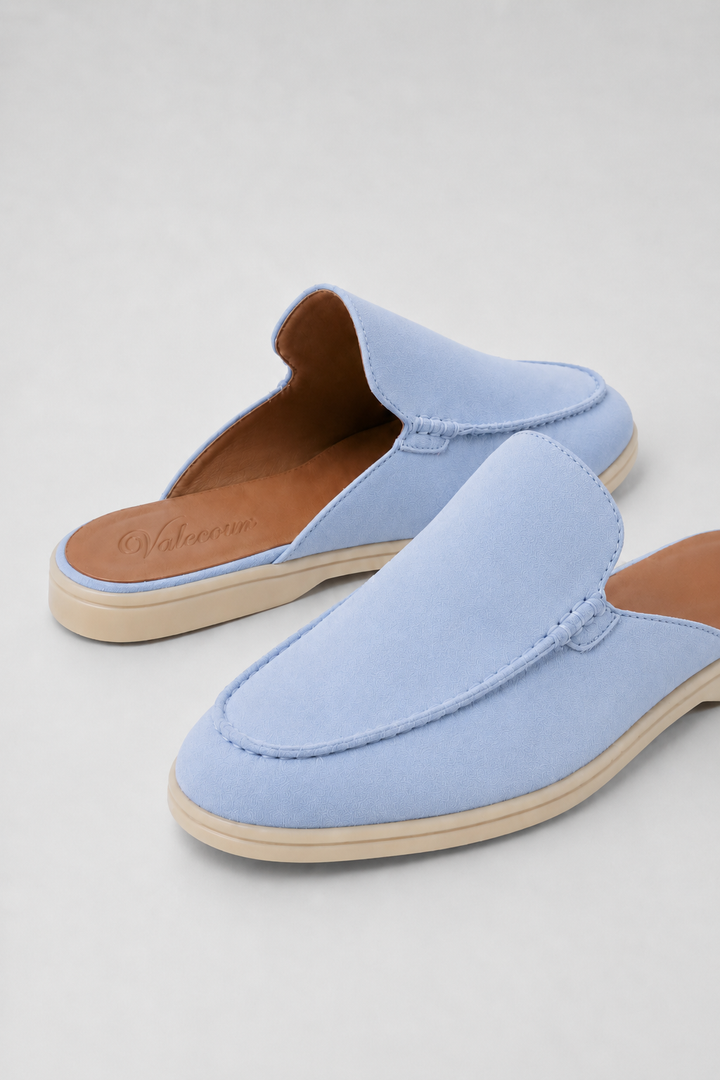 The Soriano Milano Suede Mule — Light Blue