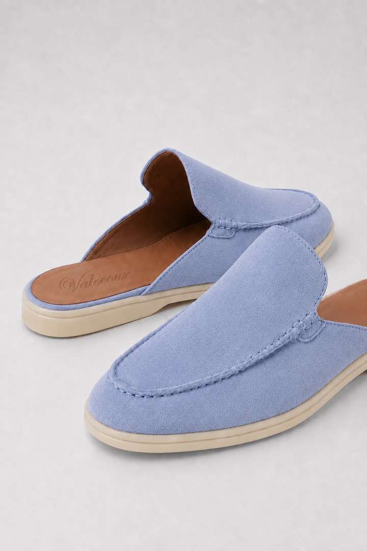 The Soriano Milano Suede Mule — Baby Blue