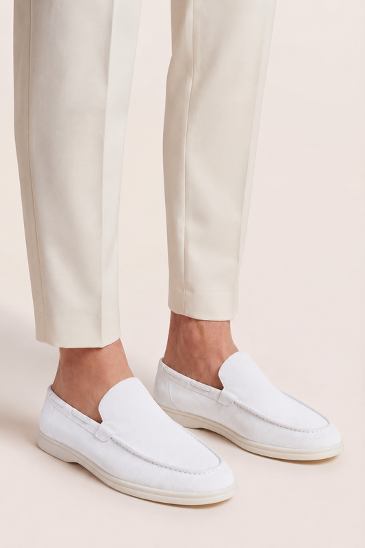 The Soriano Suede Loafer White