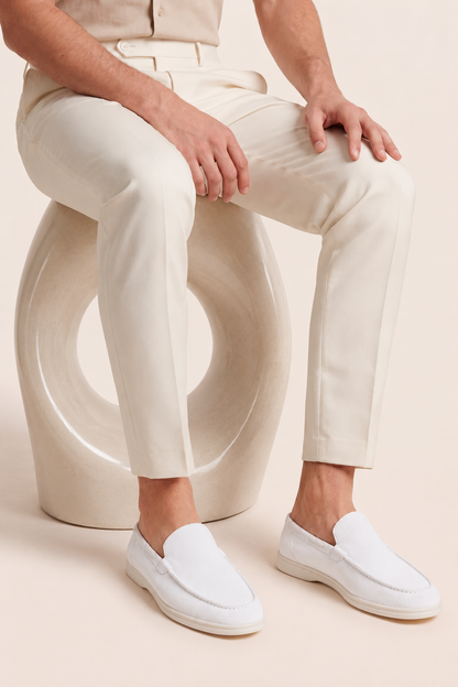 The Soriano Suede Loafer White
