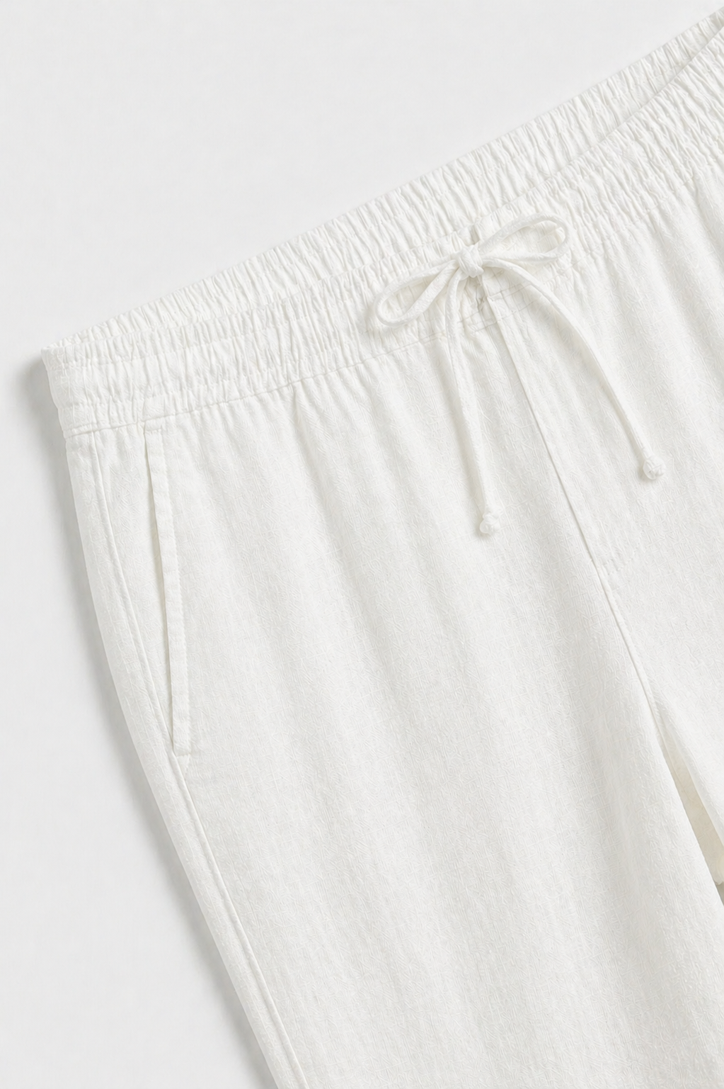The Soriano Linen Drawstring Trousers White side