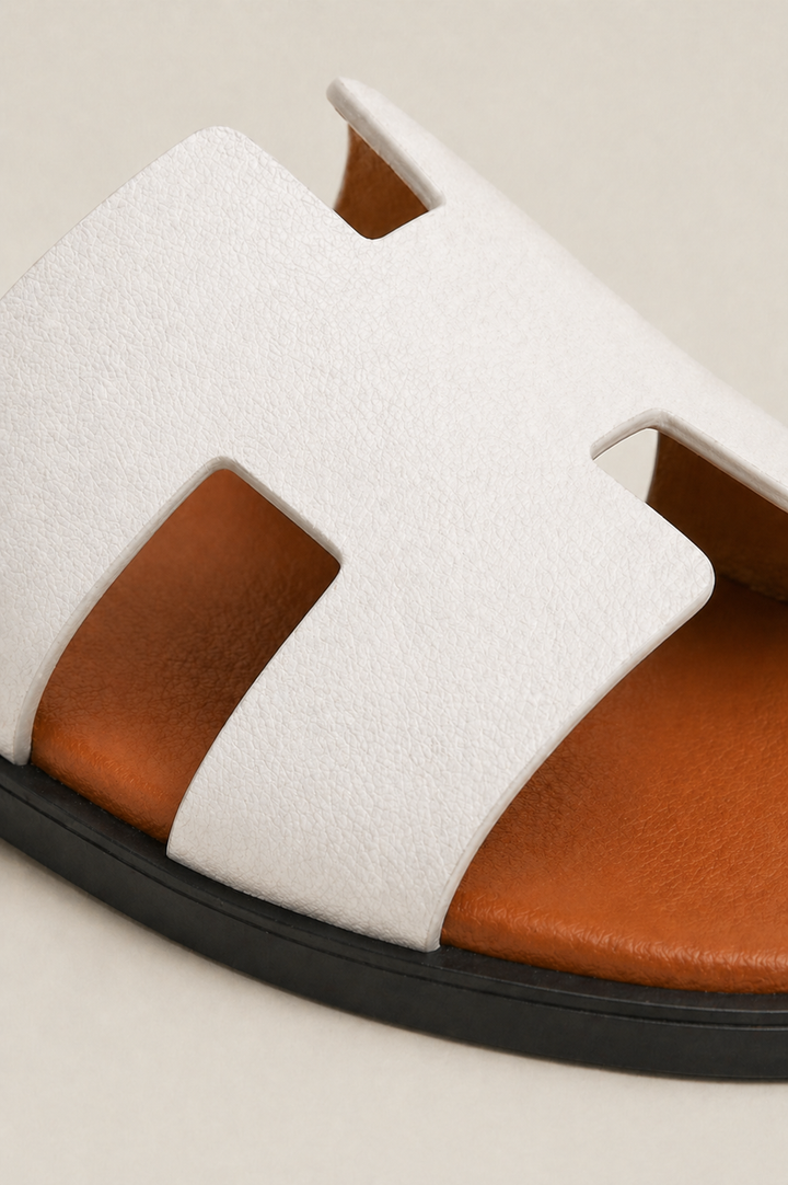 The Soriano Leather Sandal White/Brown