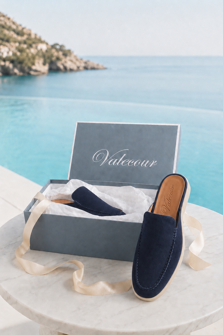 The Soriano Milano Suede Mule — Navy