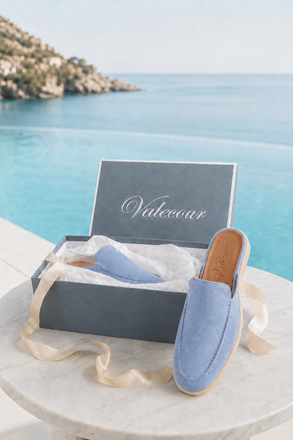 The Soriano Milano Suede Mule — Light Blue