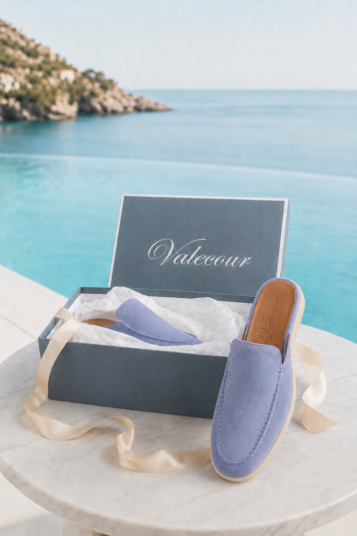 The Soriano Milano Suede Mule — Baby Blue