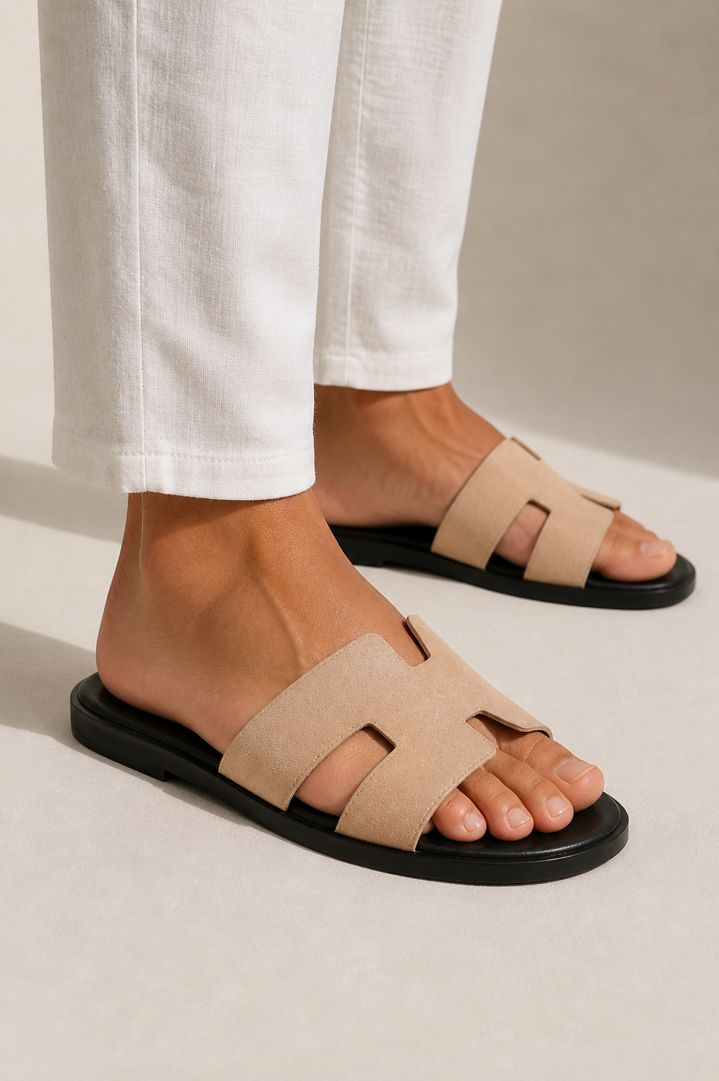 The Soriano Suede Sandal Beige