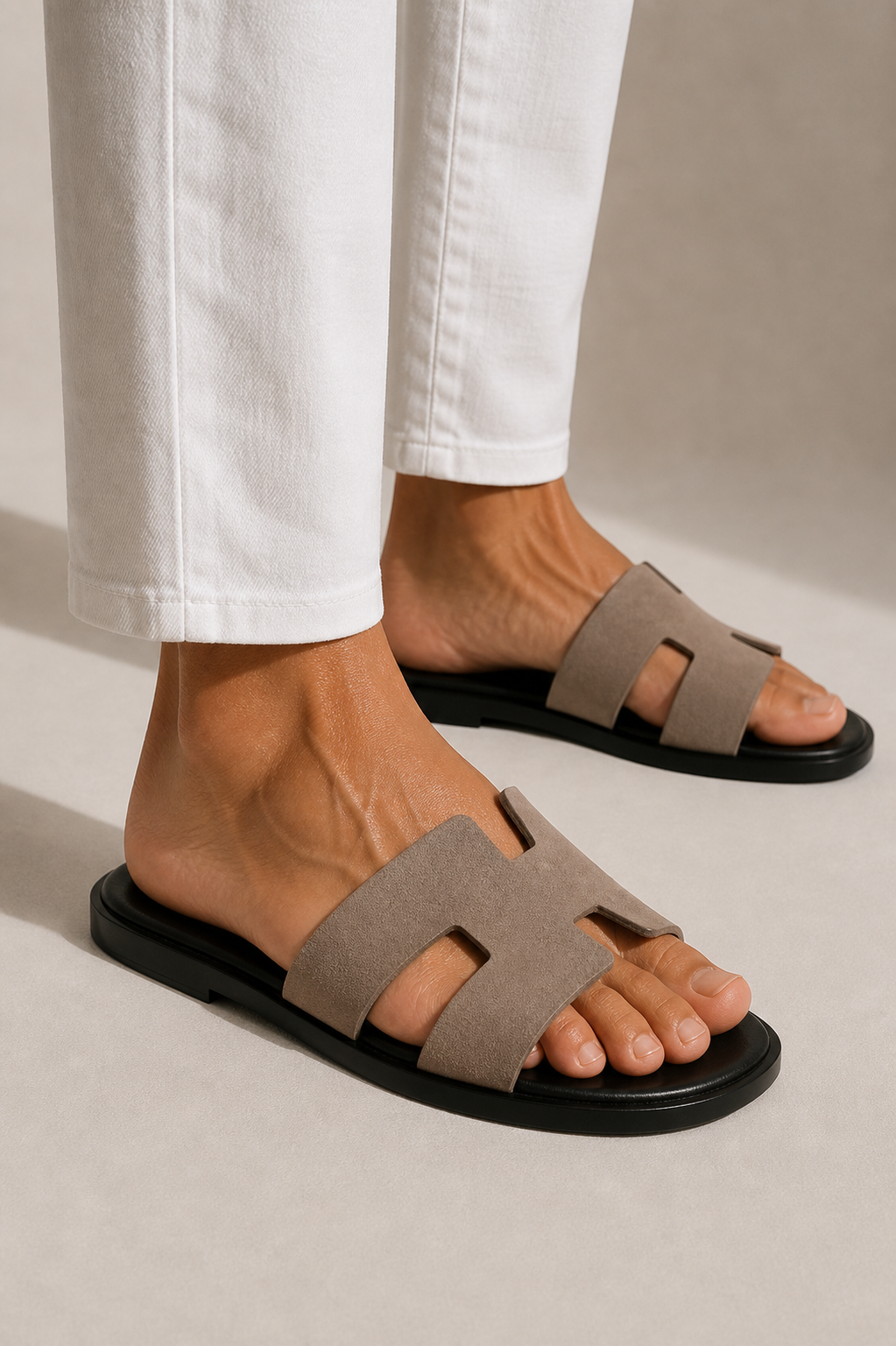 The Soriano Suede Sandal Taupe