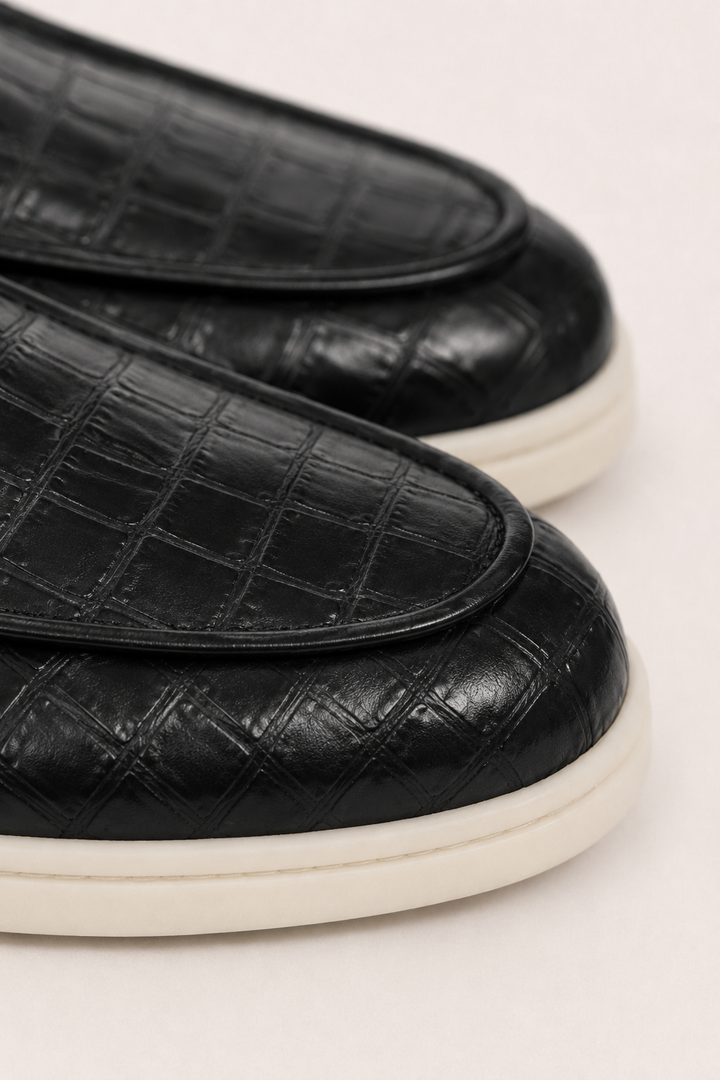 The Soriano Amalfi Croco Mule — Gloss Black