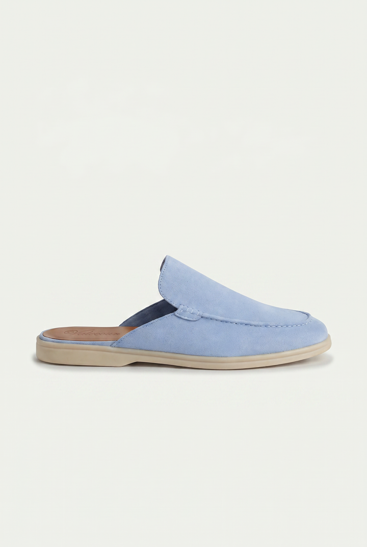 The Soriano Milano Suede Mule — Light Blue
