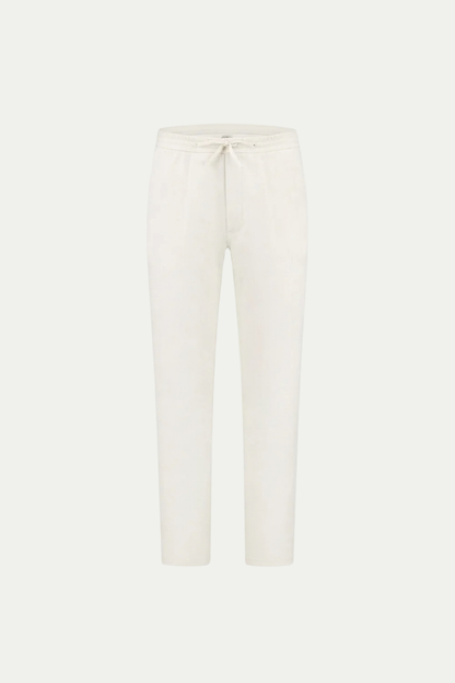 The Soriano Linen Drawstring Trousers White front view