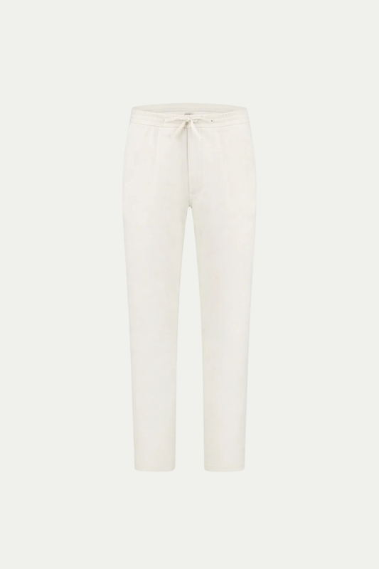 The Soriano Linen Drawstring Trousers White front view