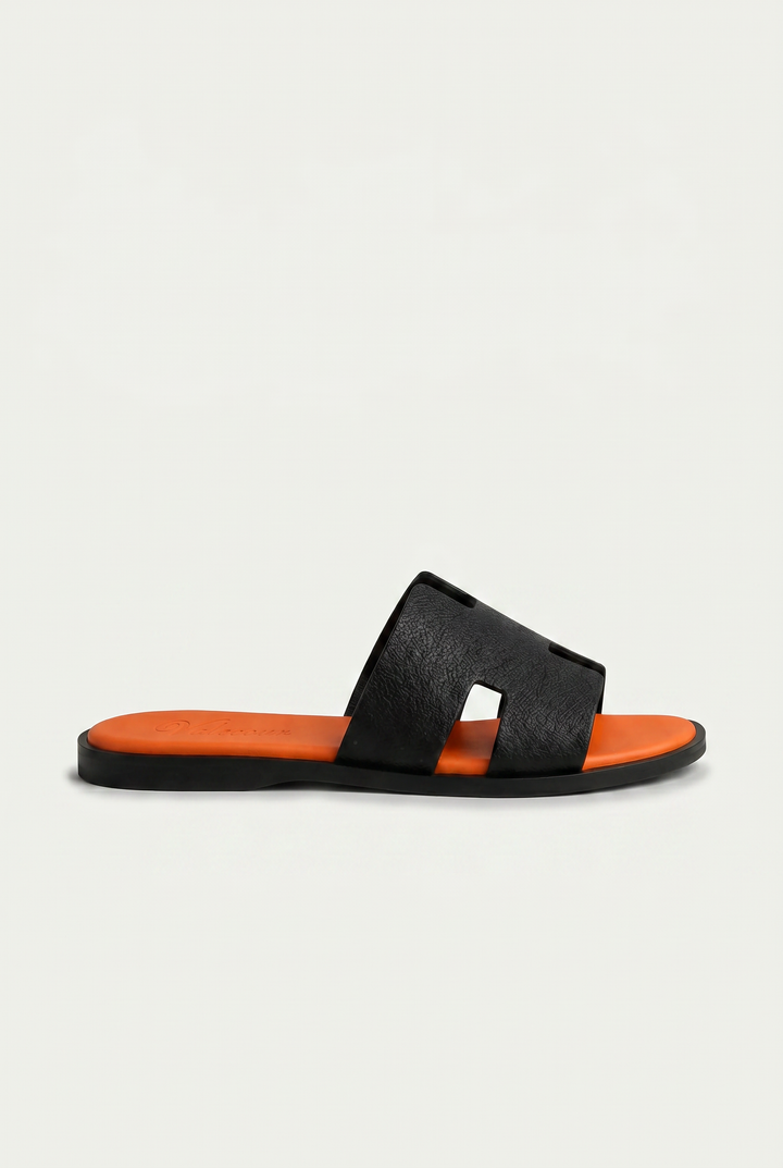 The Soriano Leather Sandal Orange/Black