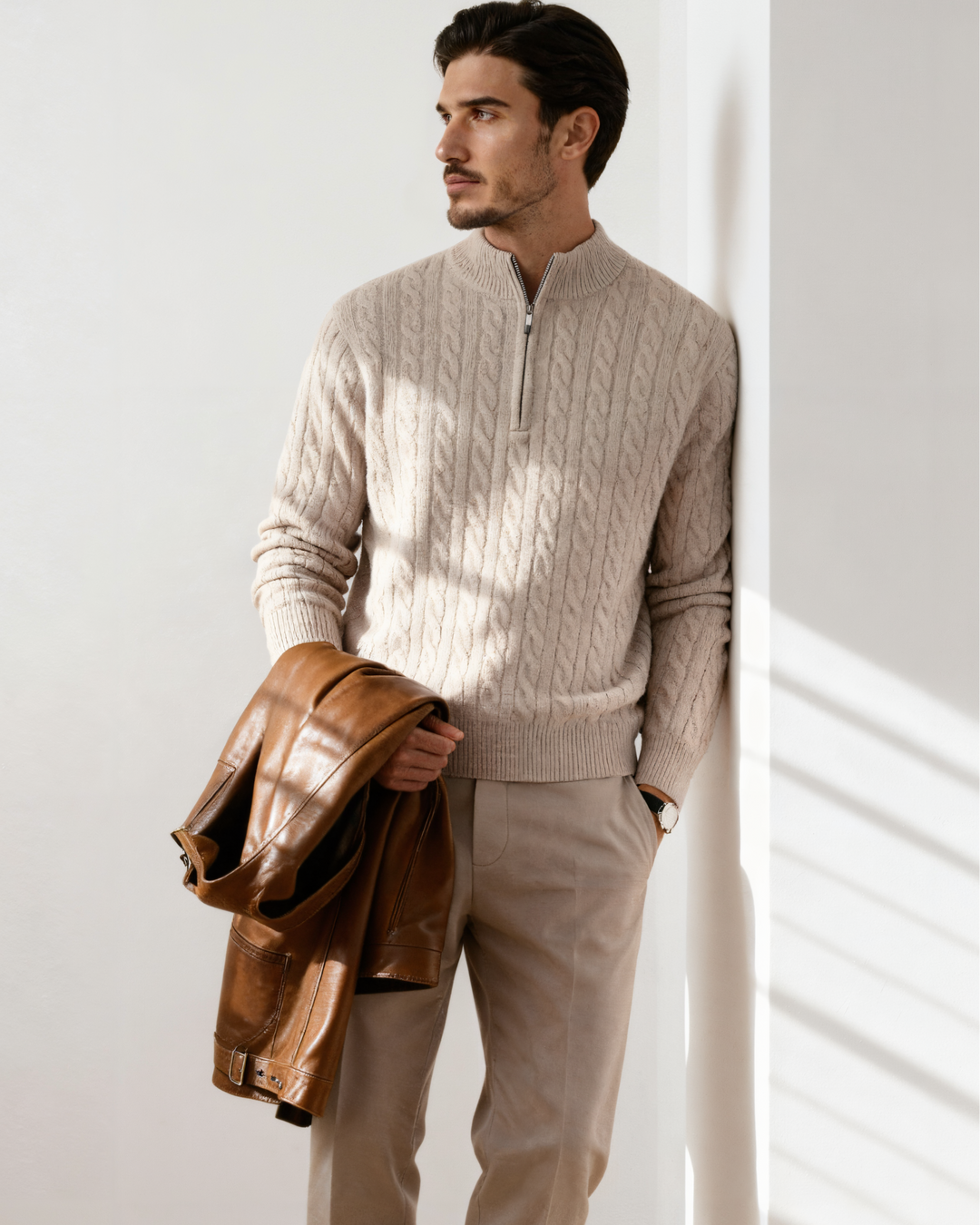 The Soriano Cashmere Woven Half Zip
