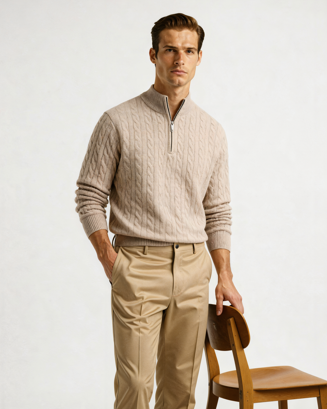 The Soriano Cashmere Woven Half Zip
