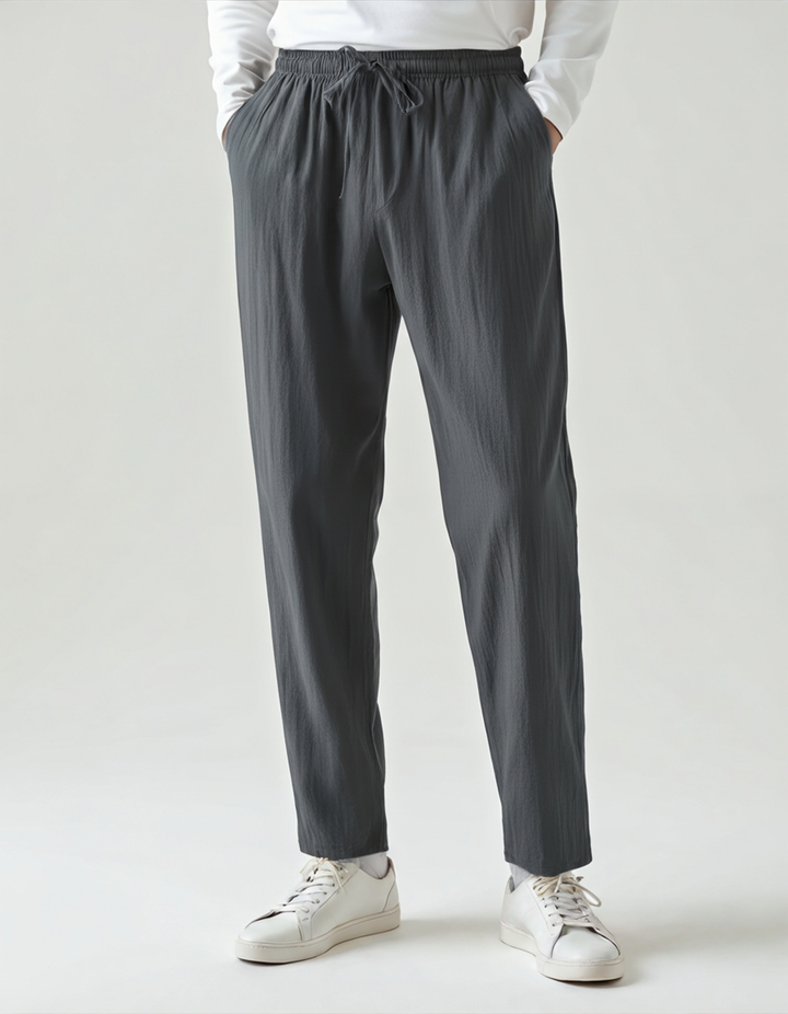 The Soriano Linen Pantalon - Green - Front