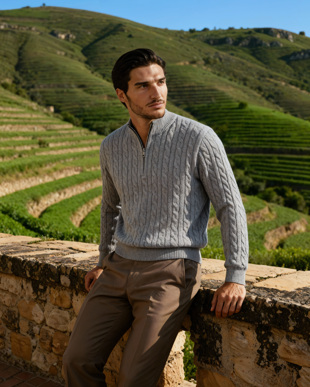 The Soriano Cashmere Woven Half Zip
