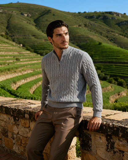 The Soriano Cashmere Woven Half Zip