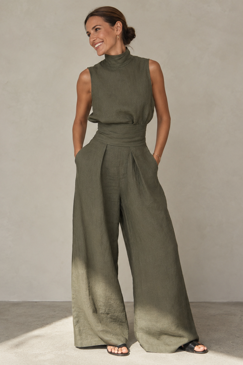 The Portofino Jumpsuit in Sage Green