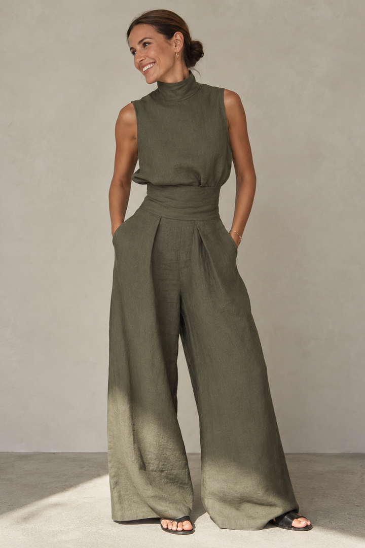 The Portofino Jumpsuit in Sage Green