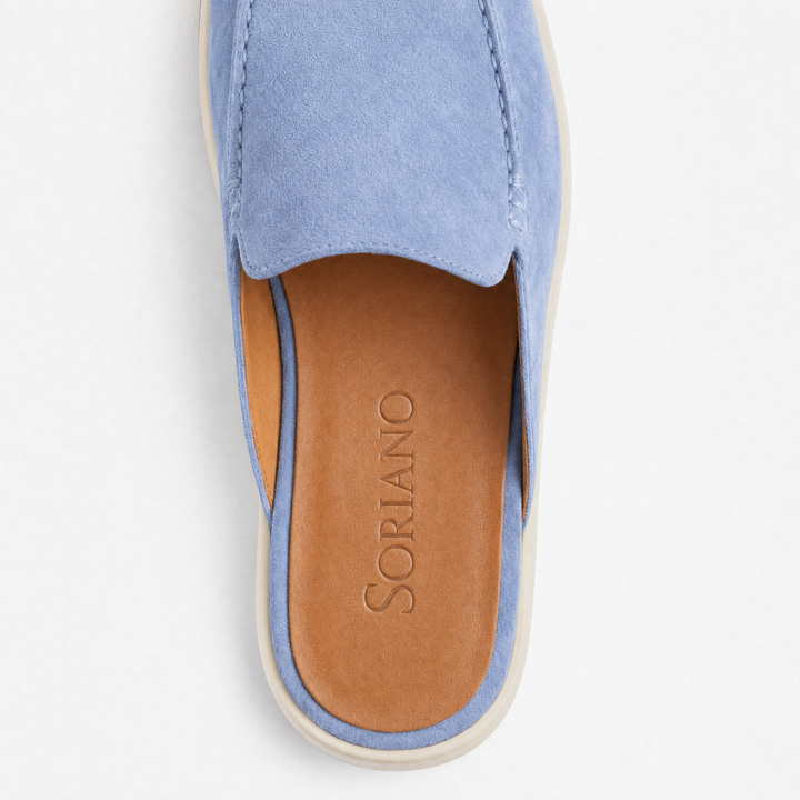 The Soriano Milano Suede Mule — Baby Blue