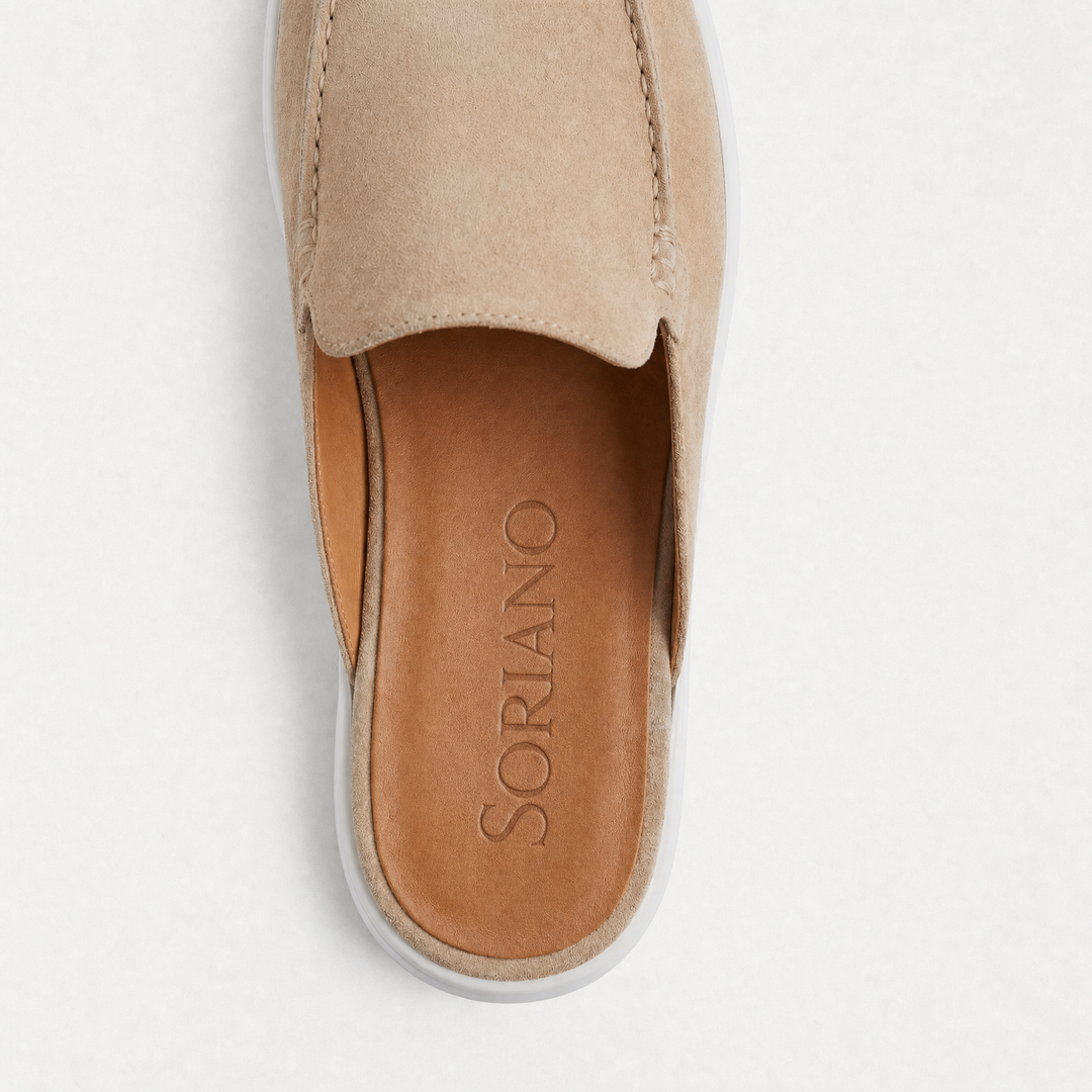 The Soriano Milano Suede Mule — Light Gray