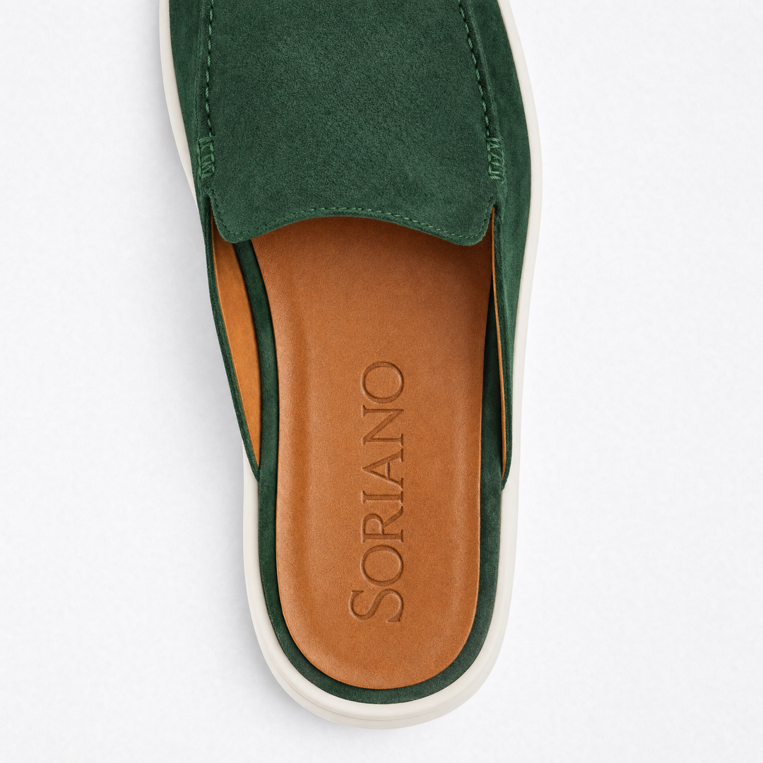 The Soriano Milano Suede Mule — Forest Green