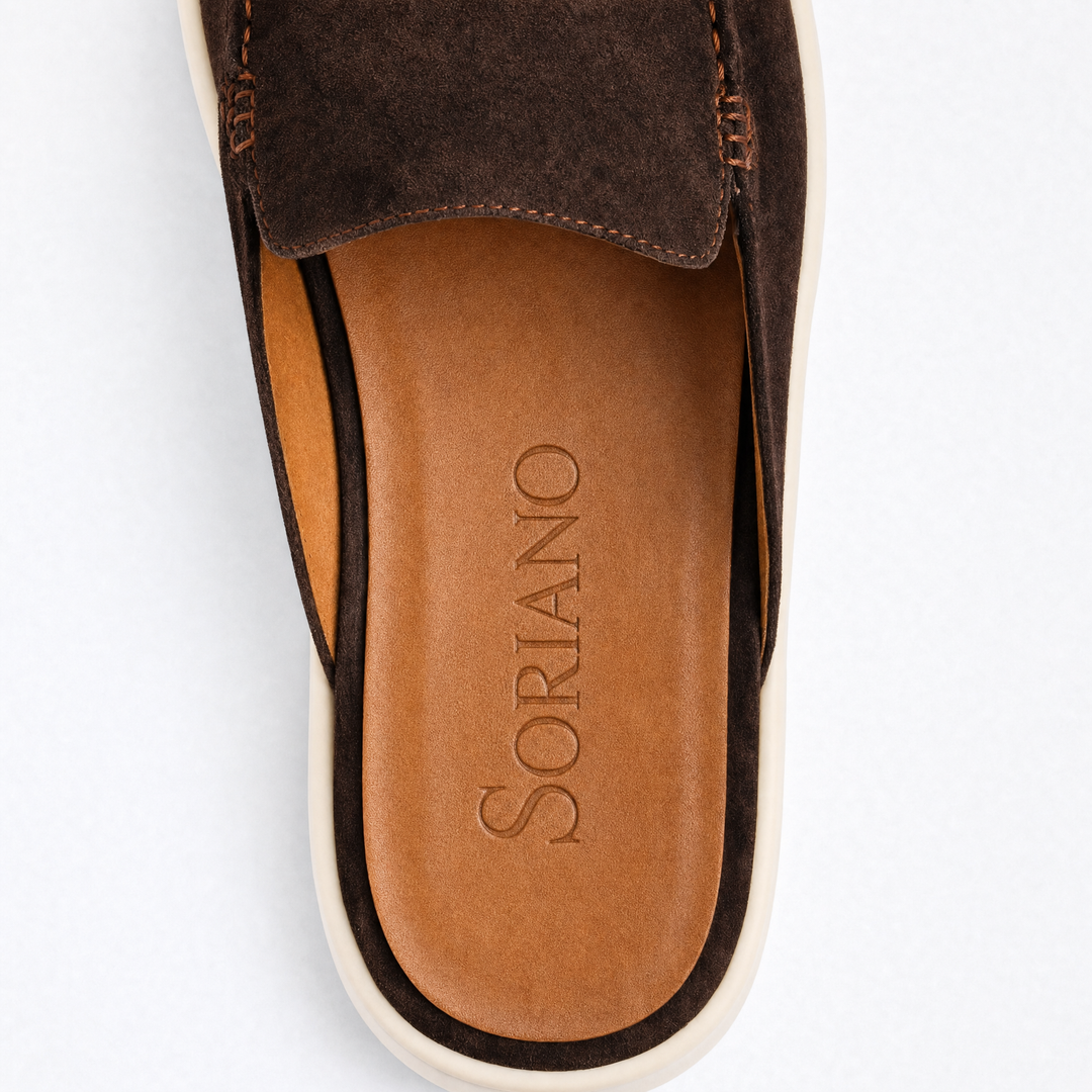 The Soriano Milano Suede Mule — Brown