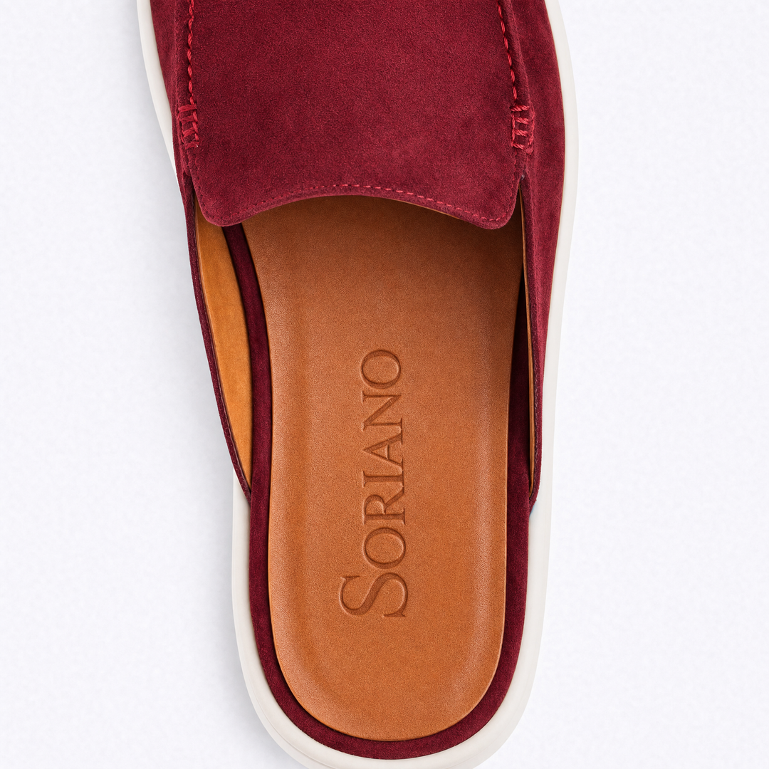 The Soriano Milano Suede Mule — Burgundy