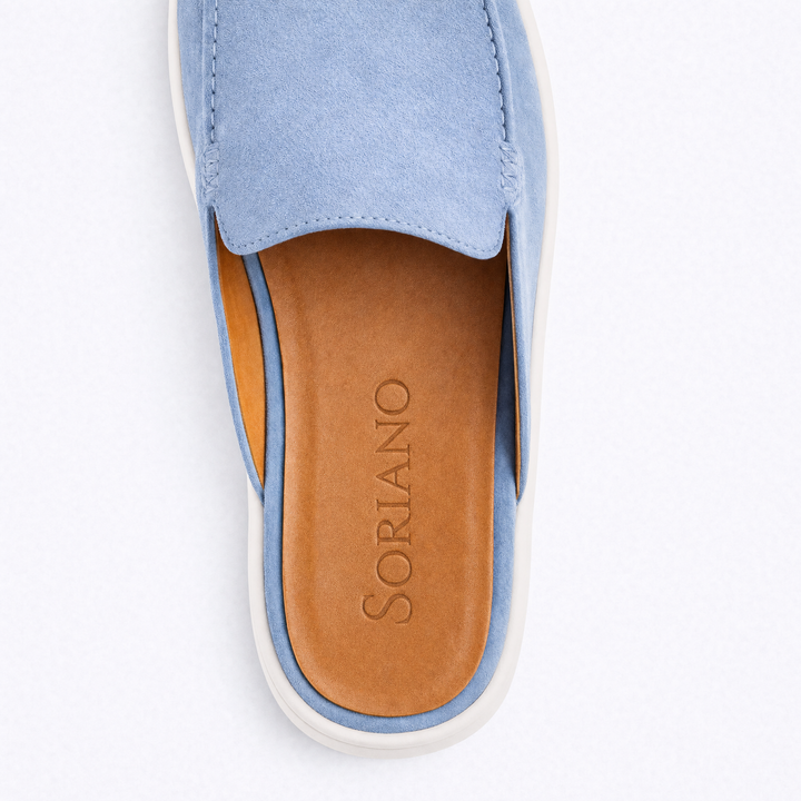 The Soriano Milano Suede Mule — Light Blue