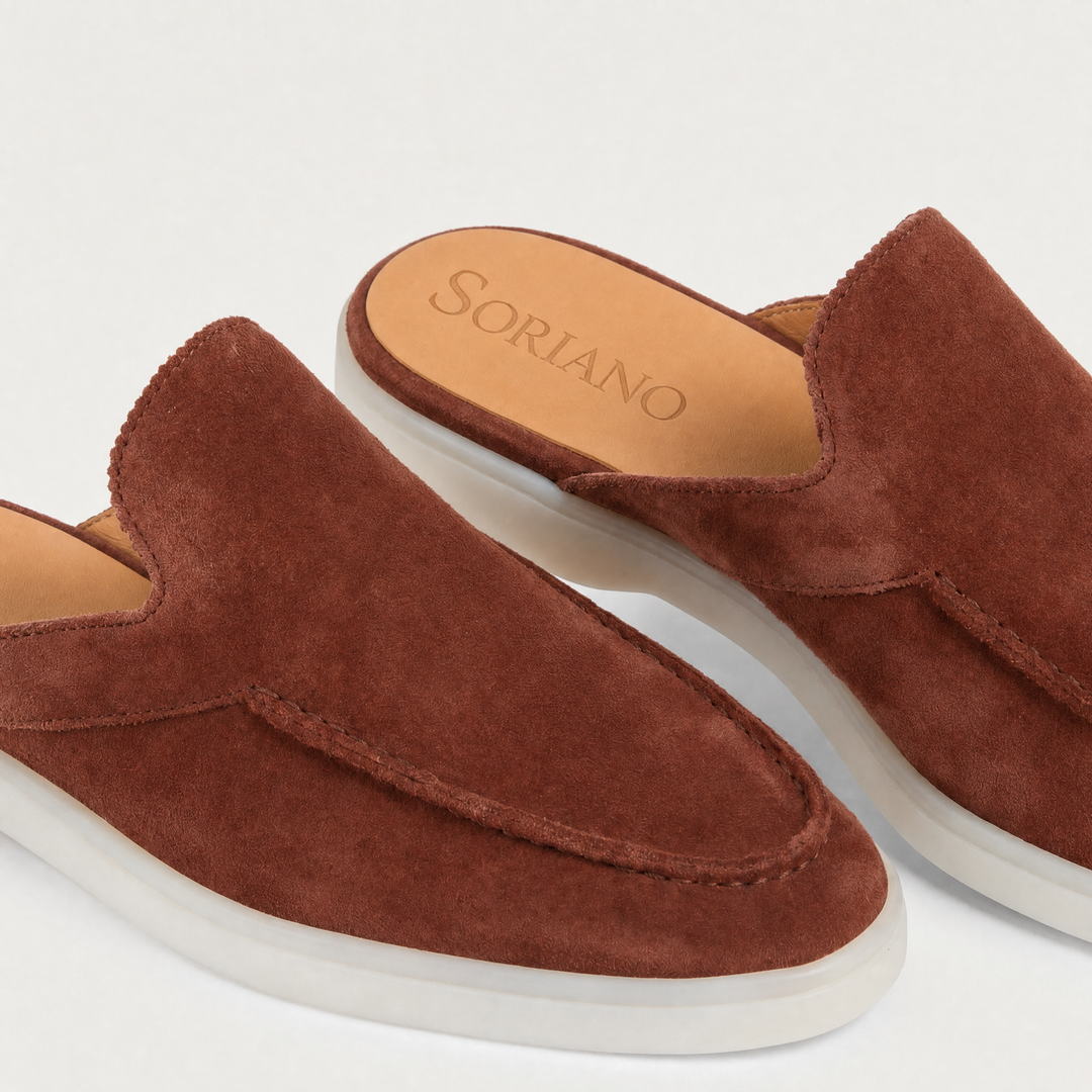 The Soriano Verona Moc-Toe Mule — Brick