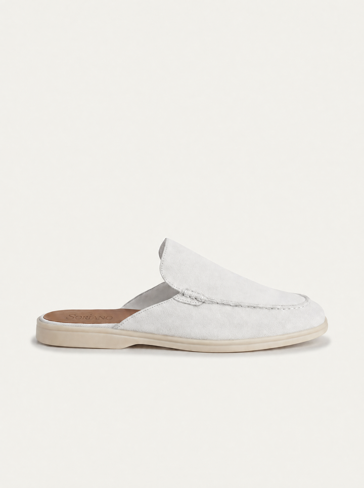 The Soriano Milano Suede Mule — White