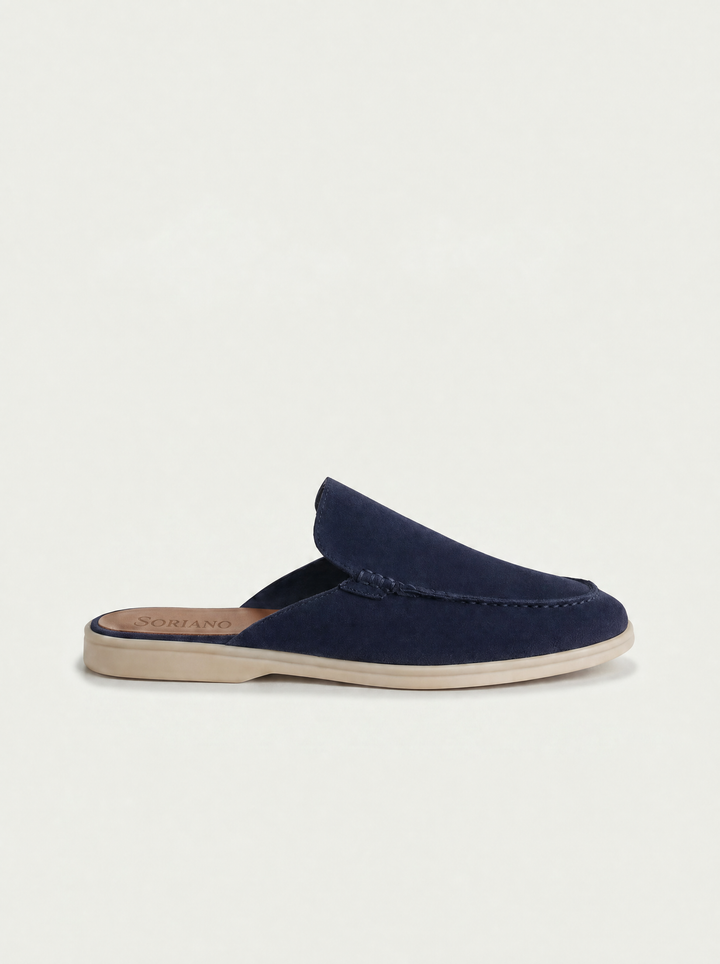 The Soriano Milano Suede Mule — Navy