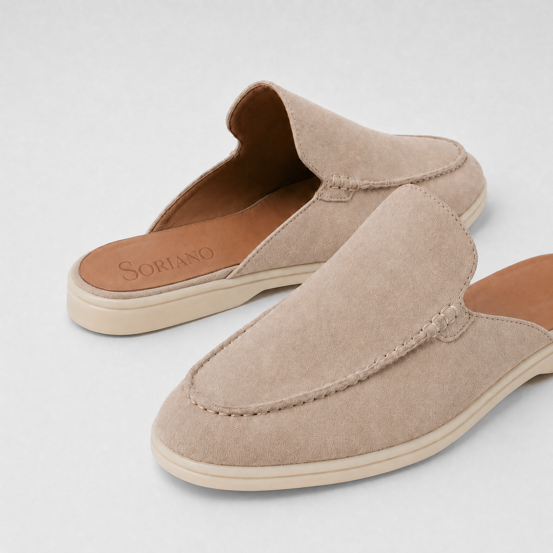 The Soriano Milano Suede Mule — Light Gray