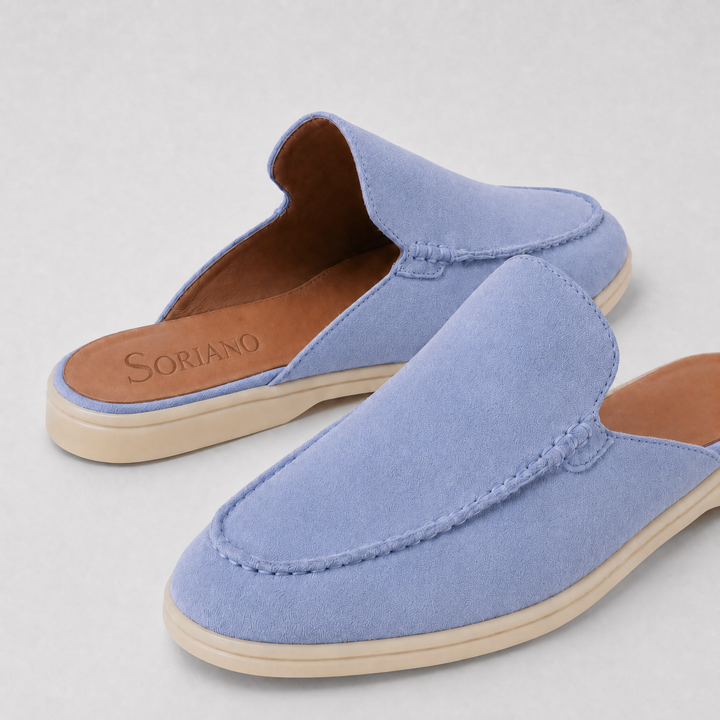The Soriano Milano Suede Mule — Baby Blue