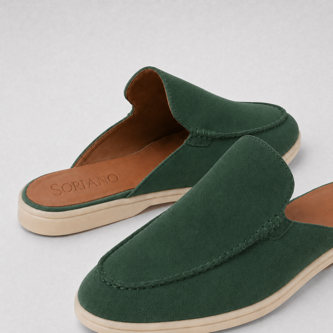 The Soriano Milano Suede Mule — Forest Green
