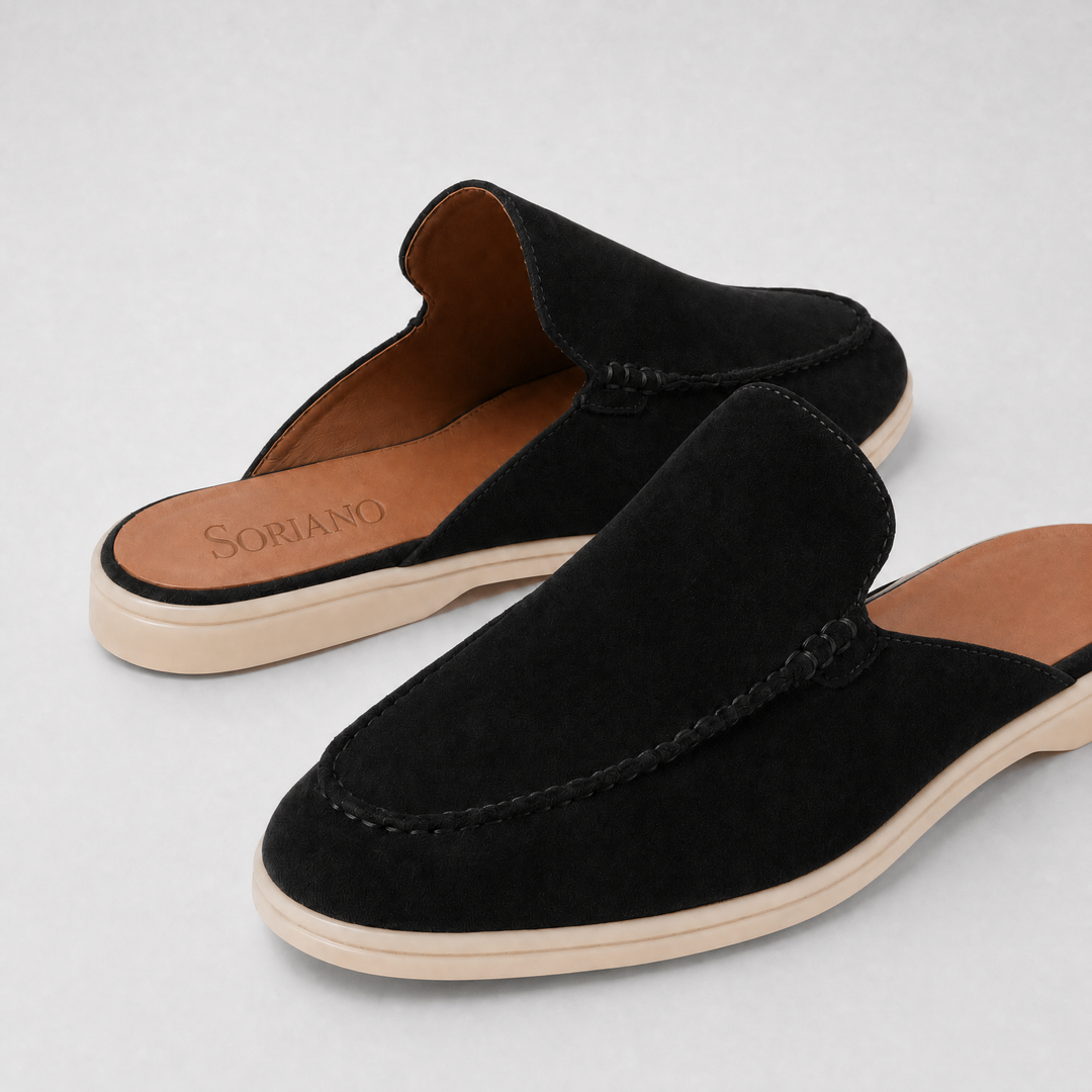 The Soriano Milano Suede Mule — Black