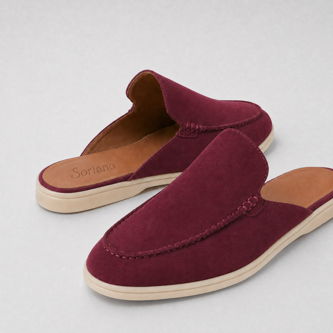 The Soriano Milano Suede Mule — Burgundy