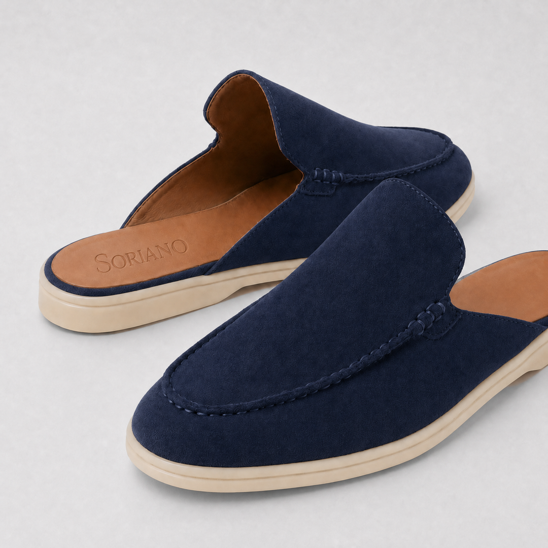 The Soriano Milano Suede Mule — Navy