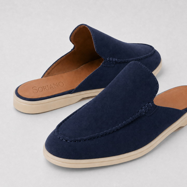 The Soriano Milano Suede Mule — Navy