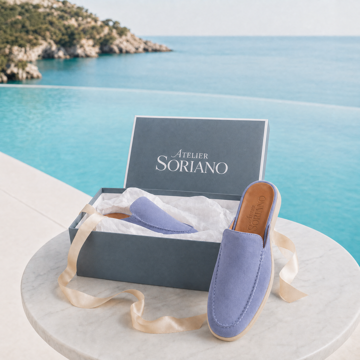 The Soriano Milano Suede Mule — Baby Blue