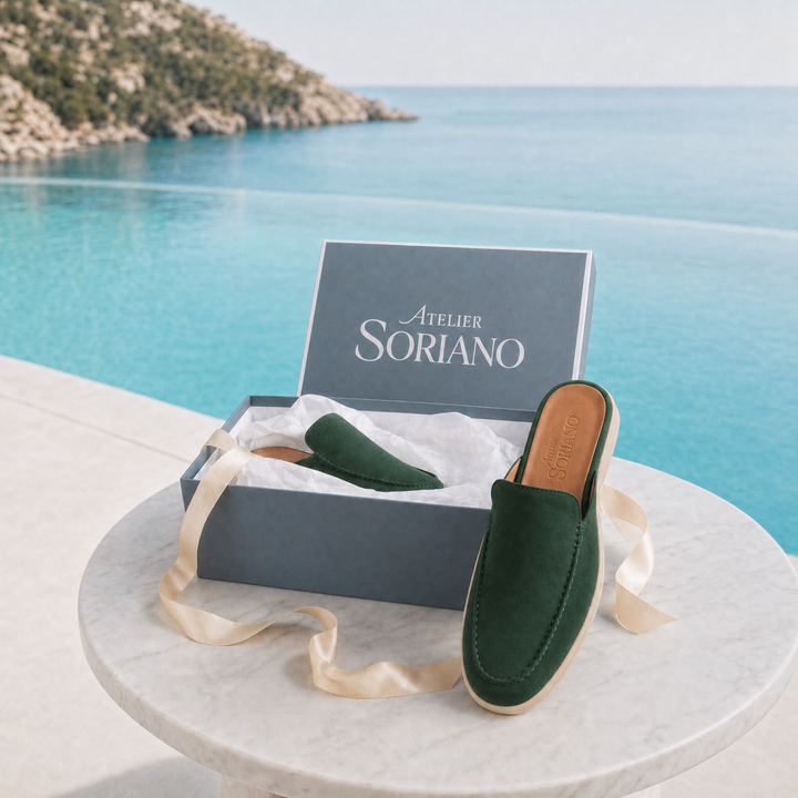The Soriano Milano Suede Mule — Forest Green