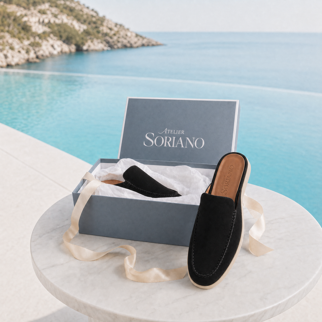 The Soriano Milano Suede Mule — Black